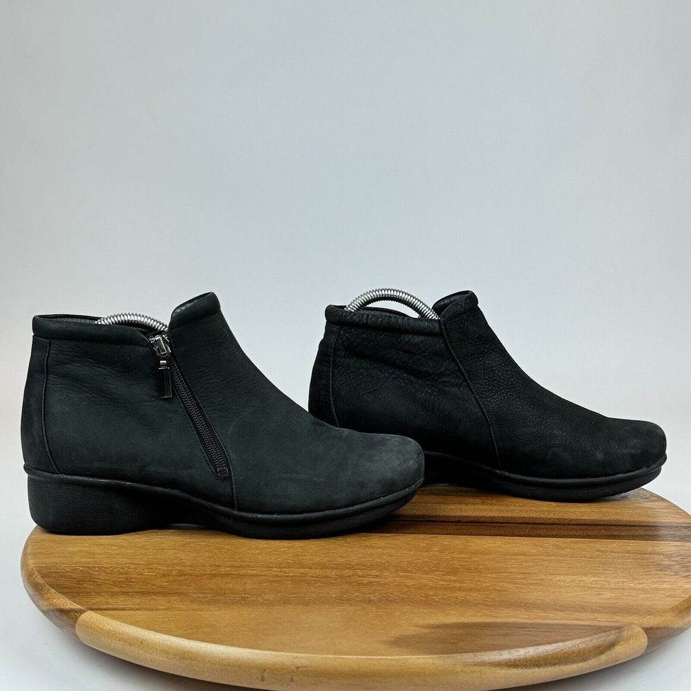 Womens Dansko Lee Black Nubuck Leather Heeled Comfort Ankle Boots Size EU 40 GUC